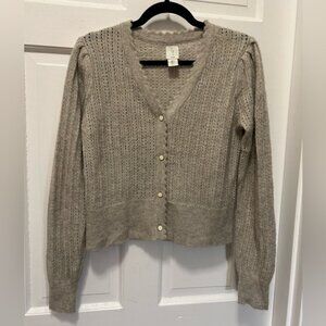 Joie V-neck Cardigan Size Small Light Gray | pearly buttons | Grandma Grandpa